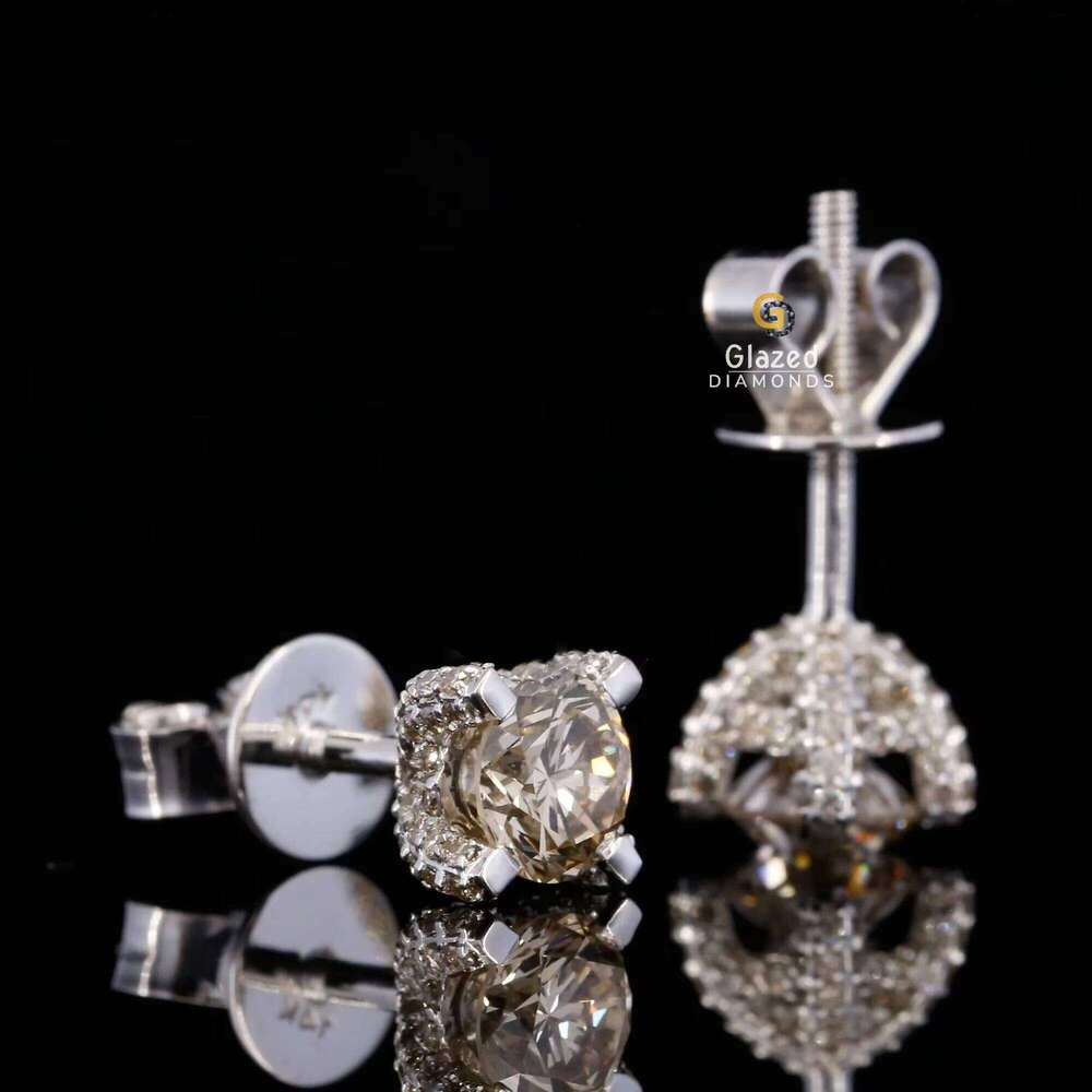Women's Trendy Diamond Stud Earrings 925 Sterling Silver Round Brilliant Cut VVS Clarity Party Wedding Gift Rhodium Plated