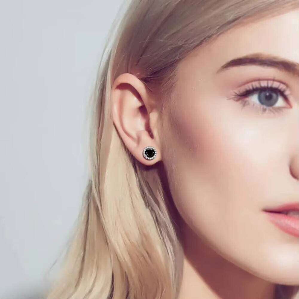 0.5-1 Carat 925 Sterling Silver Moissanite Earrings Women Fashionable Trendy Design Elegant Temperament Black Bag Luxury Niche