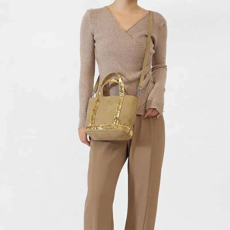 Sequined Small Square Simple Retro Fashion Handbag Commute Travel Unisex Zipper Shoulder Messenger Canvas Bag C260207