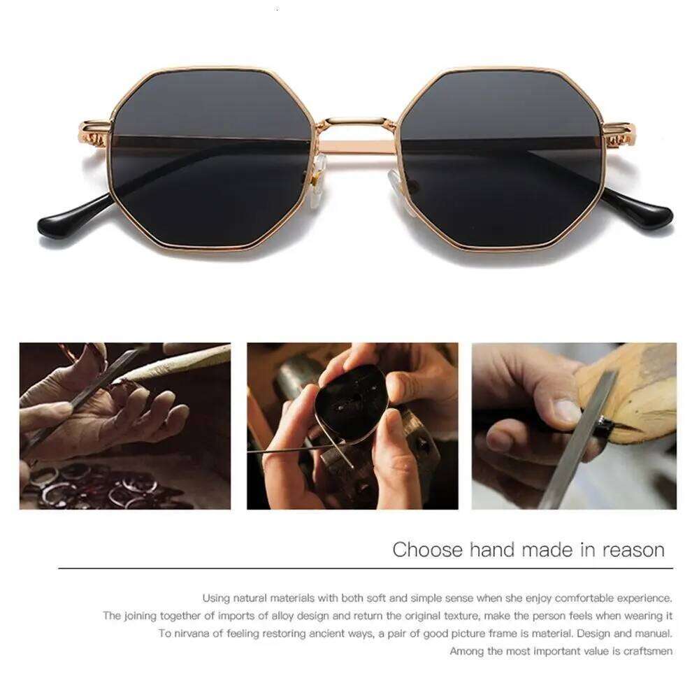 1PC Fashion Small Frame Polygon Sun Glasses Retro Square Sunglasses for Men/Women Vintage Metal Outdoor Driving Eyewear Y260207