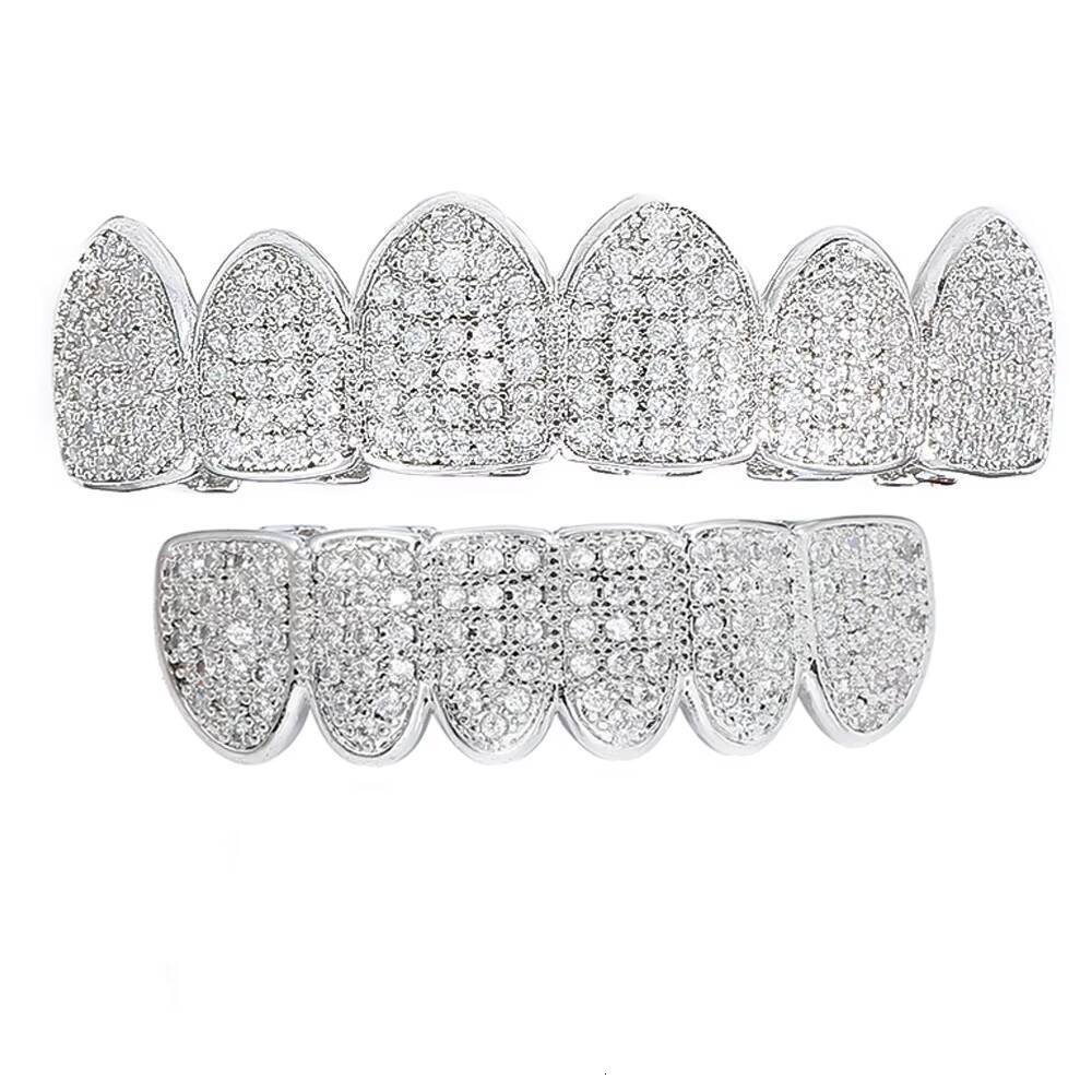 Custom High-Quality Hip Hop Jewelry Teeth 8Top8Dowm 925 Silver Vvs Diamond Fully Iced Out Perm Cut Moissanite Grillz for Mens