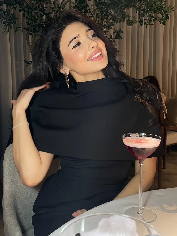 Cinching Waist Solid Mini Dresses Women Elegant Cap Sleeves Slim Fit Short A Line Dress 2025 Summer Vacation Party Gowns 260122