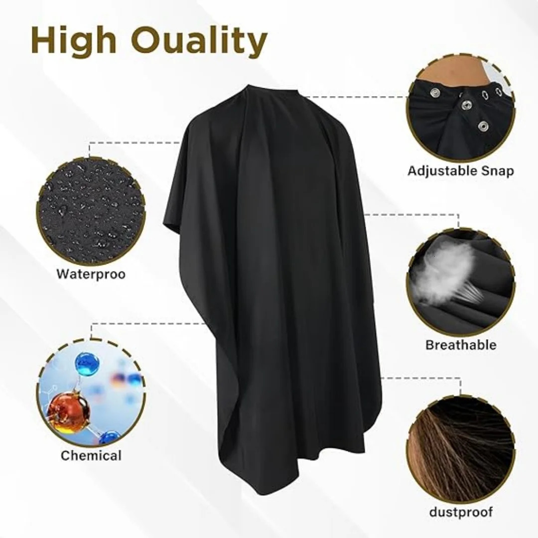 Button collar Black Haircut Cloth Hairdressing -Static Salon Gown Hidden Buckle Hairdresser Apron Haircut Capes Supplies 260203