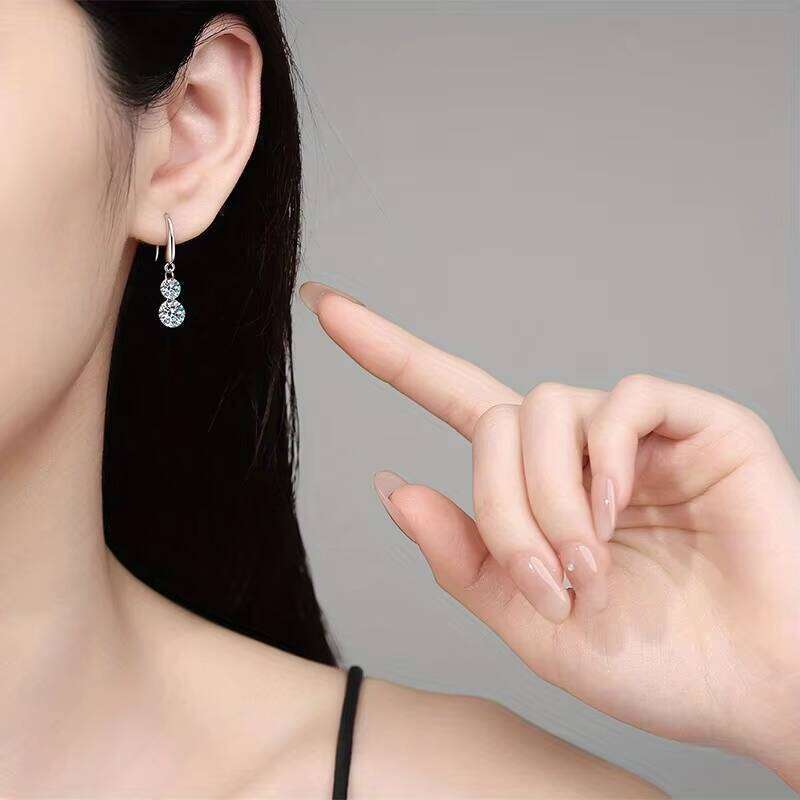 Elegant And Graceful 925 Sterling Silver Dangle Earrings GRA Moissanite Drop Jewelry For Women Cute Clear