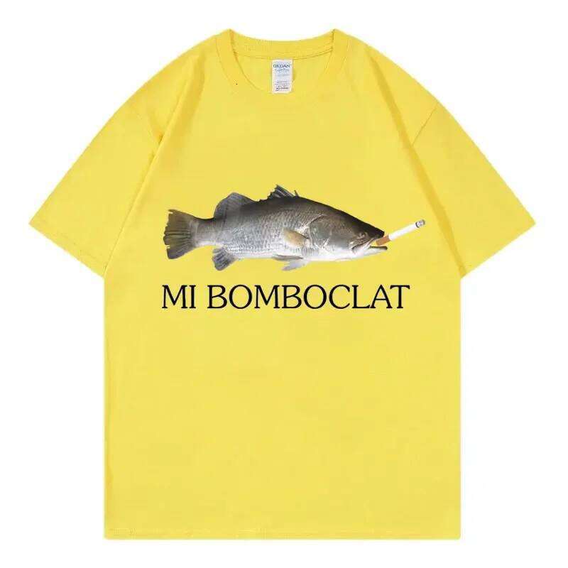 Funny Bomboclat Fish Meme T-shirt High Street Fashion Trend Y2k Short Sleeve T-shirts Women Harajuku Vintage Style T Shirts C260207