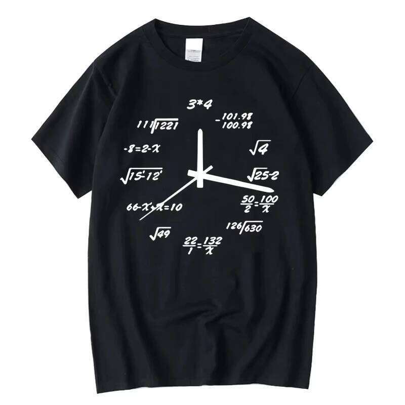 SKADE Floral Print T-Shirt Cotton Summer Loose Funny Clock Math O-Neck Casual Short Sleeve Men's Tops C260207
