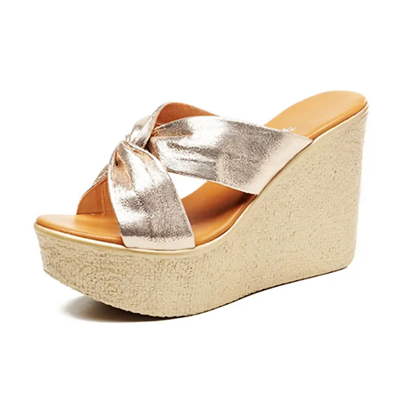 Small Size 32-43 Extreme High Heels Slides 11cm Platform Shoes for Wedding Beach Office Summer Womens Wedges Slippers 260124