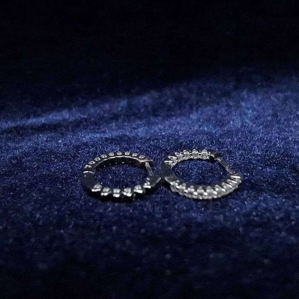 Luxurious Moissanite Hoop Earrings S925 Sparkle Shine 925 Sterling Silver Wavy Rim Sensitive Ears Women Jewelry