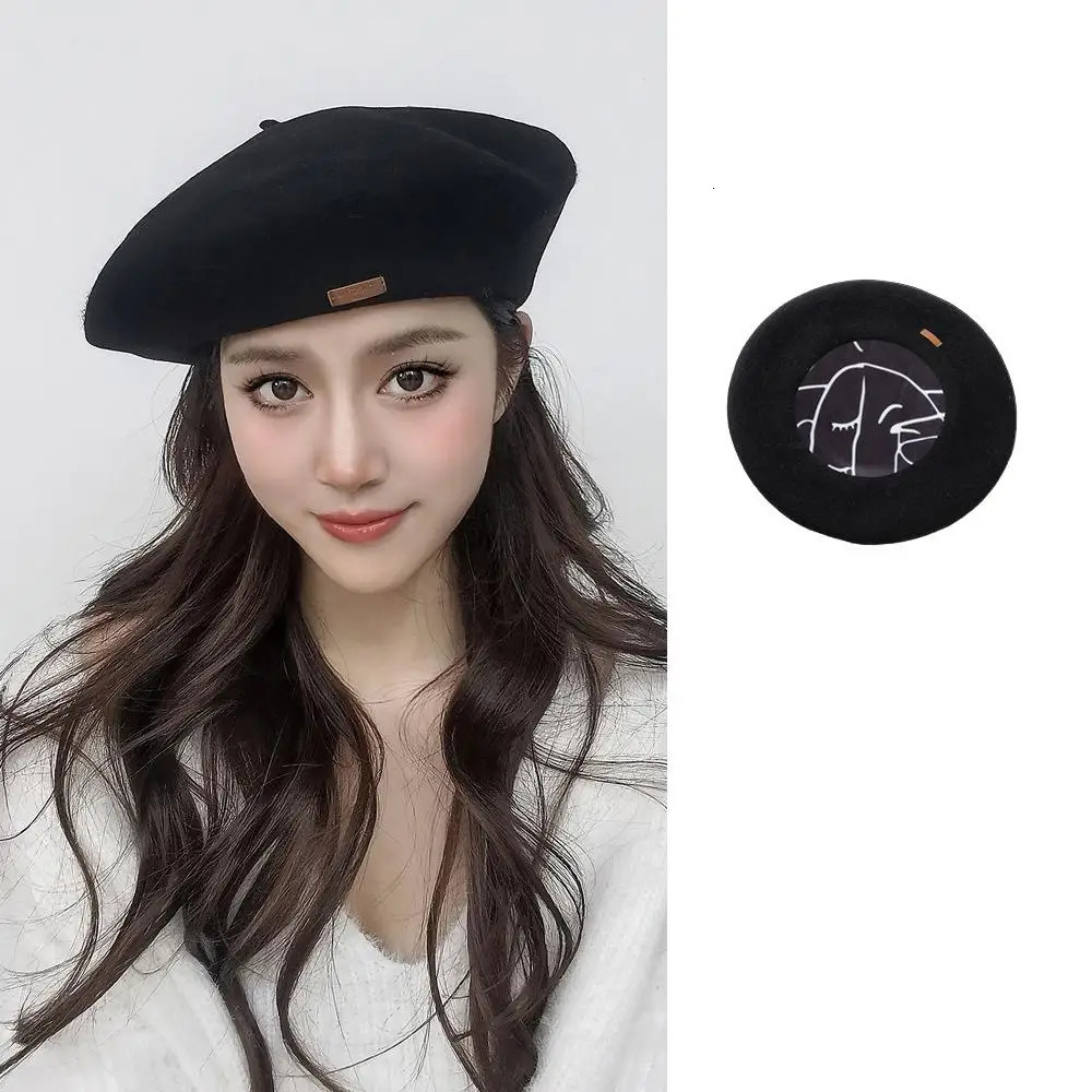 Big Size 60cm Wool Beret Winter Hats For Women Keep Warm Fashion Painter Cap Female Solid Color Boina Casual Large Size Beanie 260205