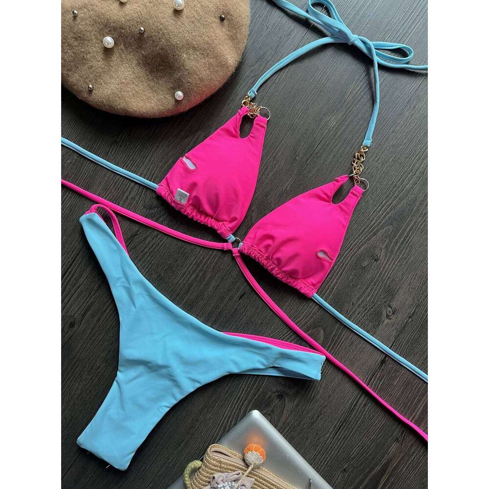 Para Praia Sexy Multicolor Push Up Swimwear Women Brazilian Bikini 2023 Swimsuit Halter Biquini Holiday Two Pieces Bathing Suit C260207