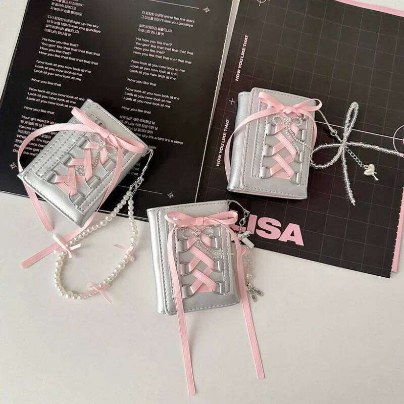 Silver/black Sweet Y2k Women's Wallet with Pendant Designer High-quality Short Coin Korean Style Cute Casual Purse Y260206