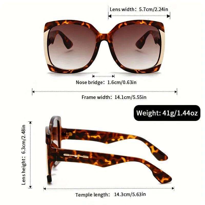Chic Oversized Square Fashion Sunglasses Women Anti-Glare, Durable PC Frame with Metal Hinges - Perfect for Beach & Travel Y260207