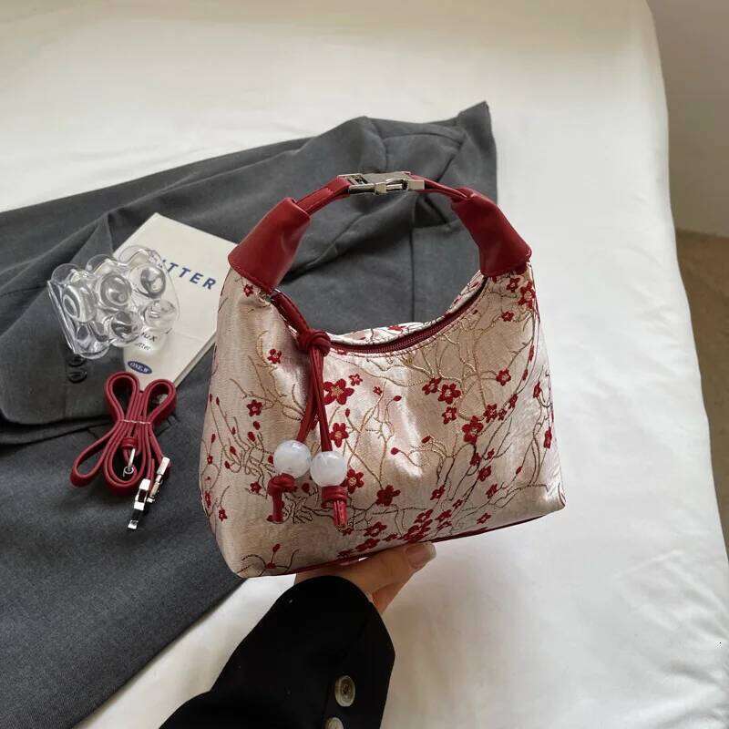 New Chinese Style Embroidered for Women Fashionable and Stylish One Shoulder Crossbody Bag Printed Hand-held Dumpling