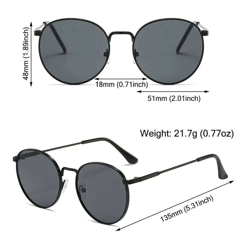 Fashion Circle Round Sunglasses Vintage UV Protection Metal Frame Sun Glasses Summer Eyewear for Women Men Y260207