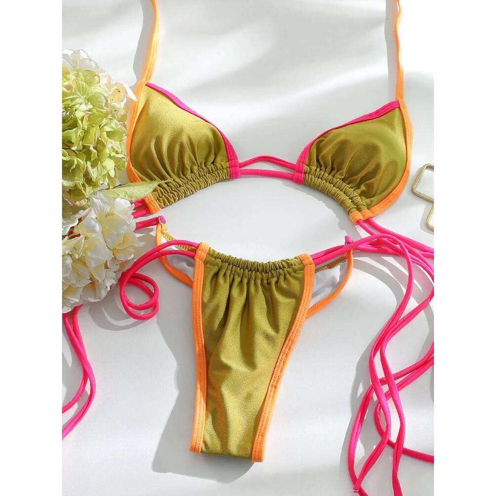 Rinabe Bandage Swimwear Swimsuit Women Triangle Bikinis Micro Thongs Bathing Suits Sexy Biquini Brazilian Beachwear C260207