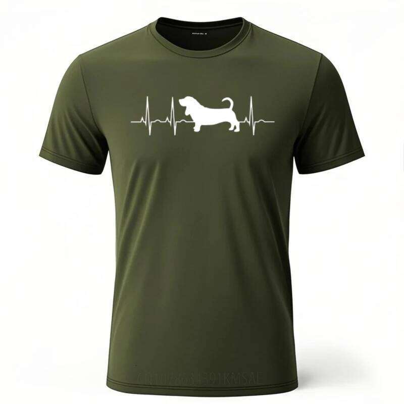 Funny t-shirt Street Wear Men Oneck tshirt Casual Dachshund Heartbeat Silhouette Design Minimalist Teeshirt Teenagers Tee shirt C260207