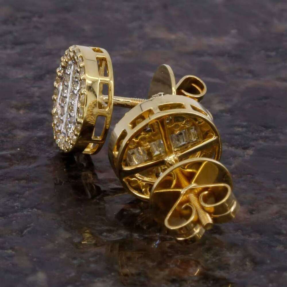 Hip Hop Iced Out VVS Cluster 925 Sterling Silver Comfortable Hand Setting Baguette Moissanite Earrings Men