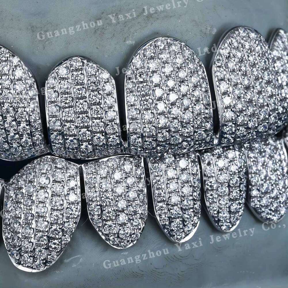 High Quality S925 Silver 10K 14K 18K Solid Gold Hip Hop Lab Diamond Flawless Moissanite Perm Cut Certified Grillz Teeth