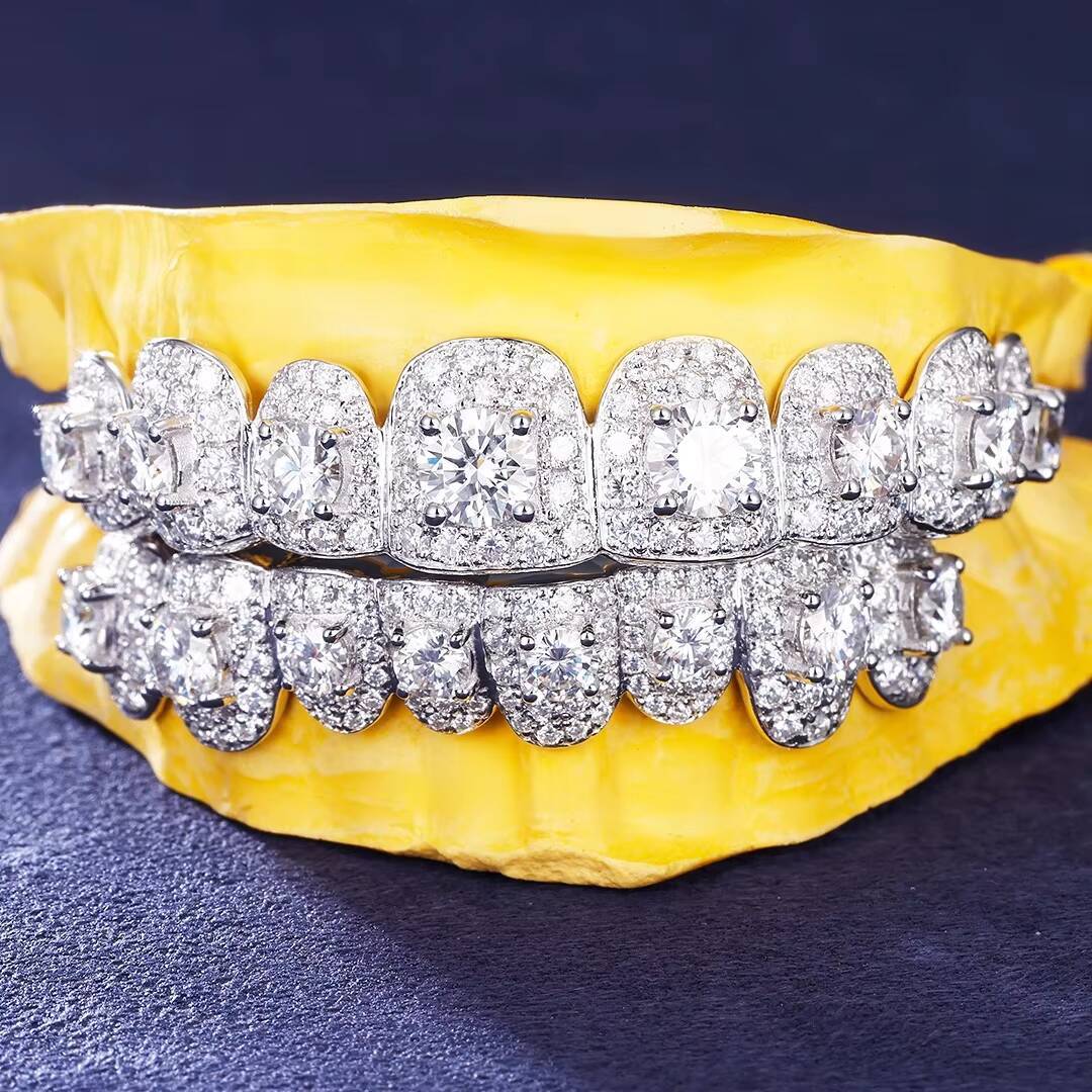 Pass Diamond Tester Different Shapes Custom Grillz 925 Sterling Silver Buss Down Moissanite Grillz