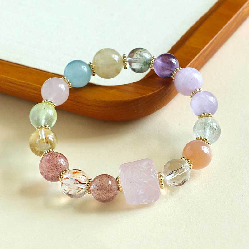 Fashionable Sugar Cube Multi Treasure Amethyst Bead Bracelet Women s Fashion High End Sense Navy Blue Treasure Bracelet Trendy And Versatile