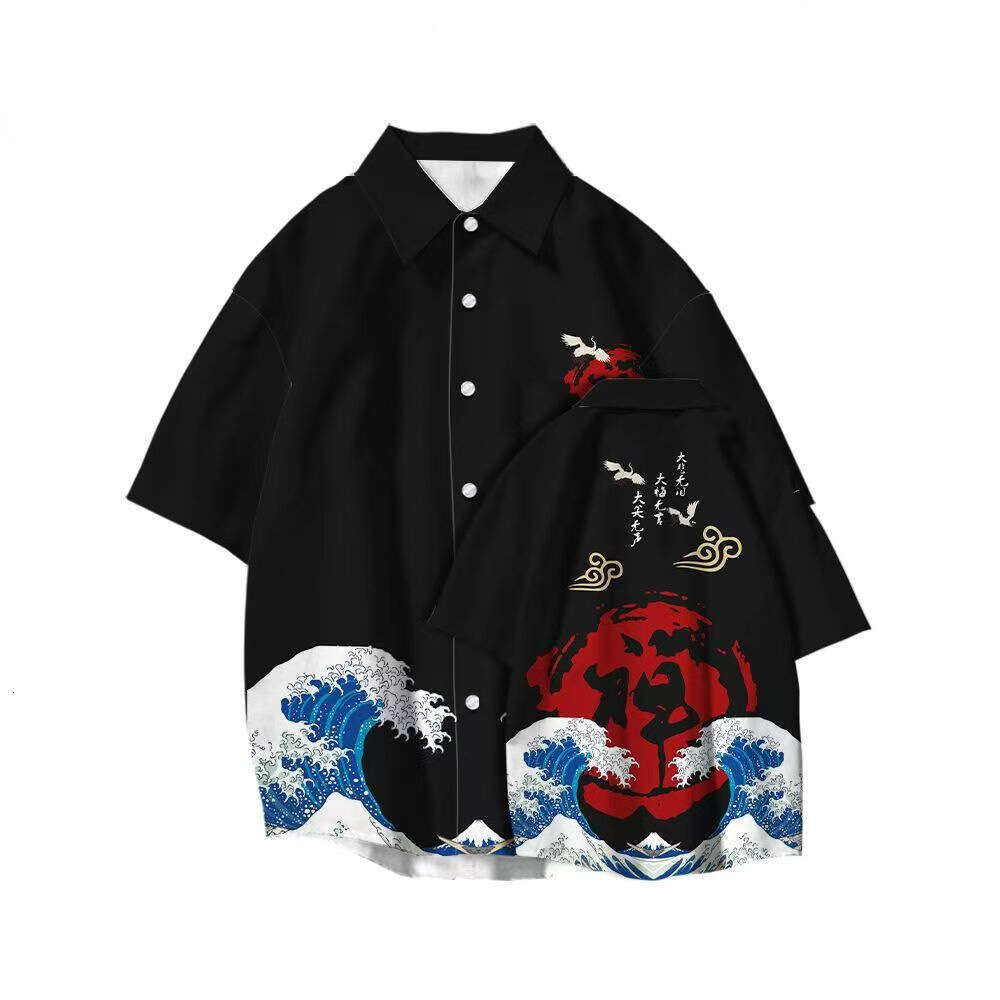 New Men's Clothing In Trend Style, Chinese Printed Short-Sleeve Summer Jacket, Loose-Fitting Shirt, Year Of The Dragon, Ethnic Style Luanyun