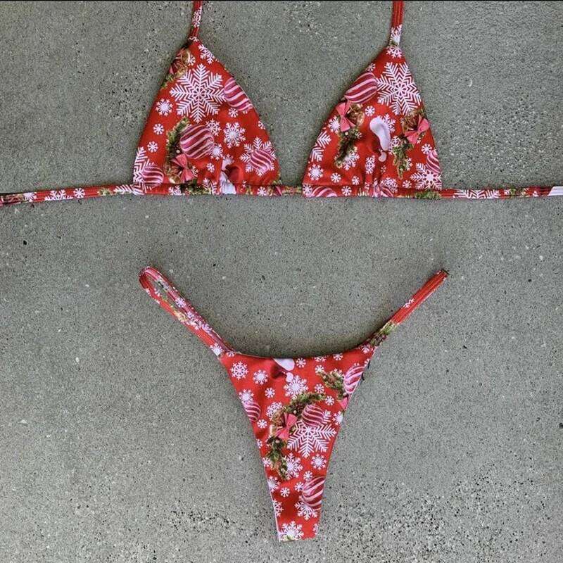 QINJOYER Sexy Brazilian Swimwear 2 Pieces Print Swimsuit Mini Thong Bikini Set Women Biquini Bathing Suits Female C260207