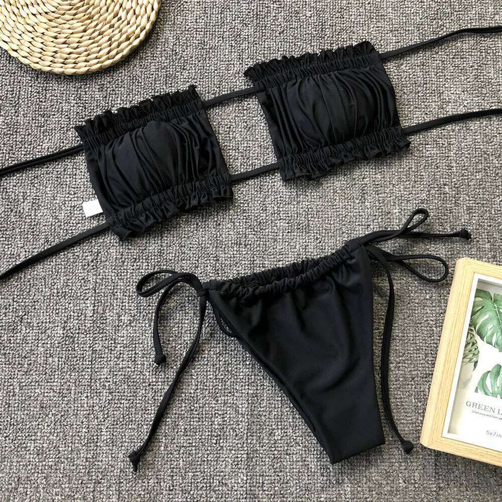 Ruched Bikinis Sexy String Swimsuit Women Extrem Bikini Swimwear Bathing Suit Trend Beach Wear Mayo Tangas De Bain Femme C260207