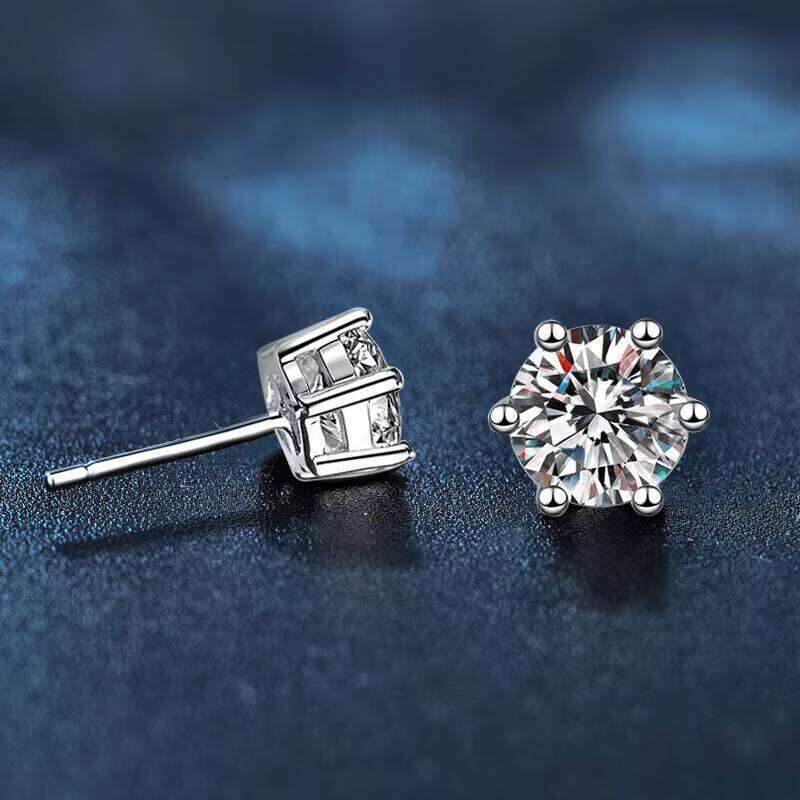 Vintage Stud Earrings 925 Sterling Silver VVS Moissanite Round Brilliant Cut Wedding & Anniversary Jewelry Wholesale