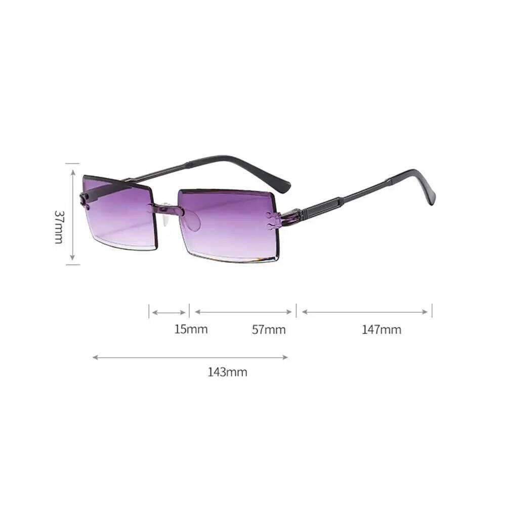 Trendy Rimless Sunglasses UV Protection for Men Women Fashion Frameless Rectangle Sun Glasses Retro Shades Summer Eyewear Y260207