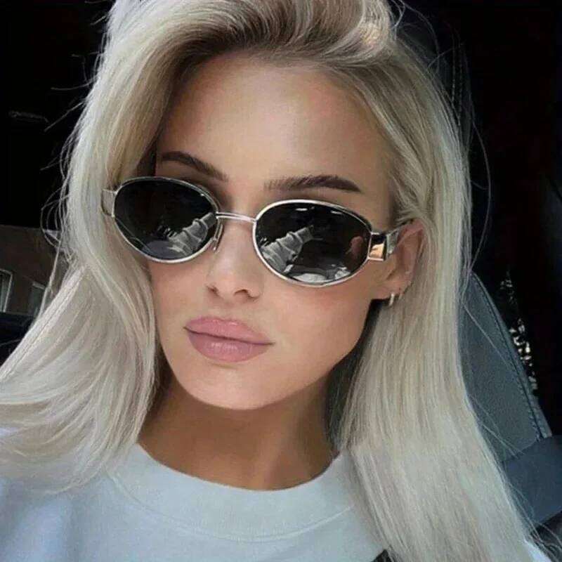 Oval sunglasses for women men trendy metal frame sun glasses classic shades Y260207