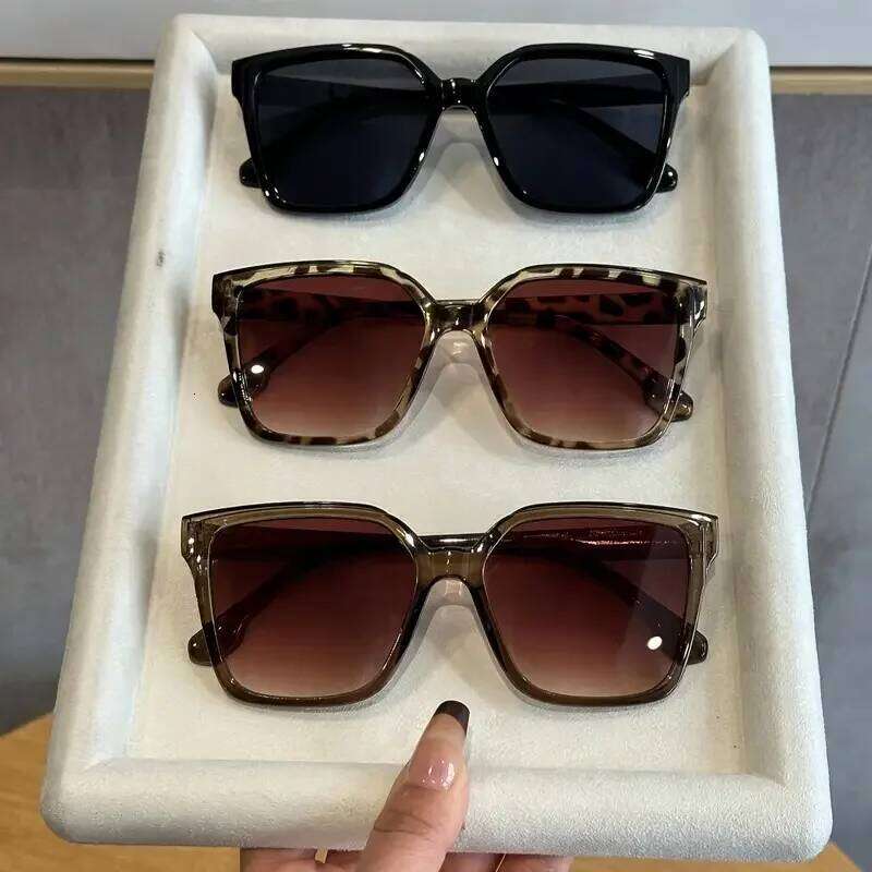 3Pcs Women's Retro Fashion Oversized Rectangular Frame Combination Uv Protection Outdoor Sunglasses Y260207
