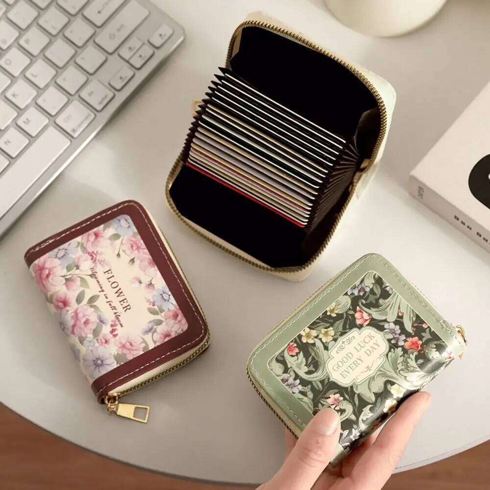 Creative 9/18 Slots Women Wallet Floral Large Capacity Gift Pouch Multipurpose PU Leather ID Card Case Y260206