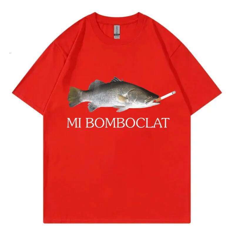 Funny Bomboclat Fish Meme T-shirt High Street Fashion Trend Y2k Short Sleeve T-shirts Women Harajuku Vintage Style T Shirts C260207