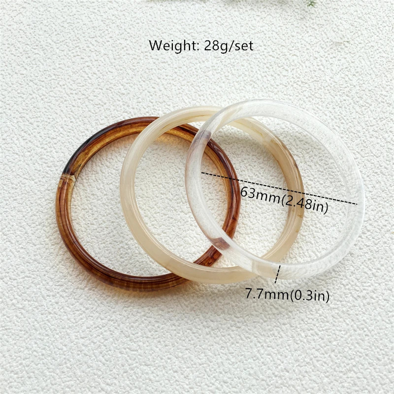 UJBOX 3-Piece Brown Cream Marble Acrylic Resin Bracelet Bangle Set Stackable Jewelry Lightweight Eco-Friendly Bulk Discount 260120