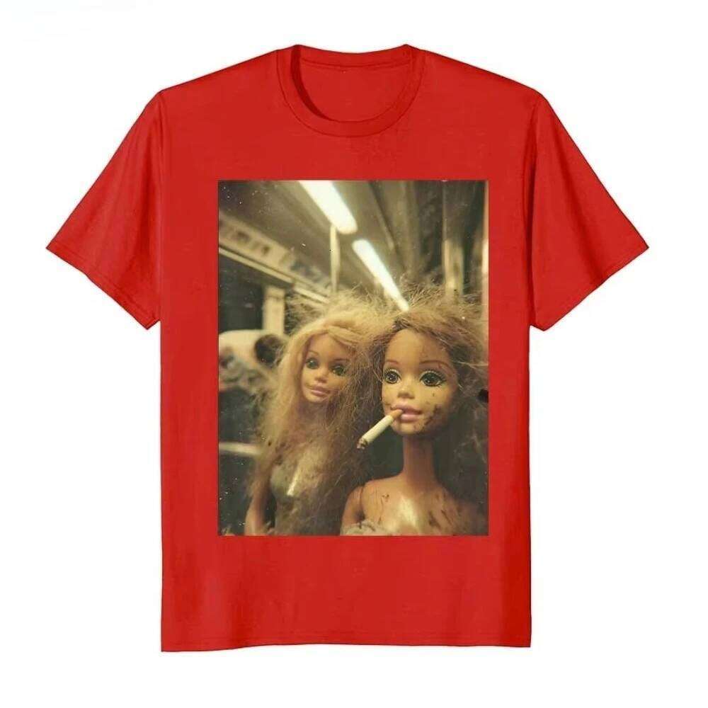 Funny Disgusting Doll Face Meme Smoking Print T-shirt for Men Women Short Sleeve T Shirts Tops Breathable and Comfortable Cotton C260207