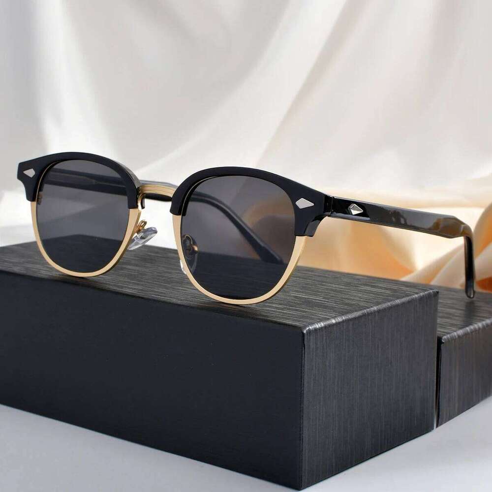 TR90 Classic Half Frame Polarized Sunglasses Men Women Retro Rivet Small Sun Glasses Male Popular Black Anti Glare Travelling Sh Y260207