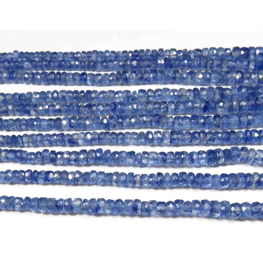 Kyanite Gemstone Faceted Rondelle Beads 3.5-6Mm Natural Blue CNAS Certified Jewelry Making 0.45-0.50Mm Hole Diameter Bh4197 NP