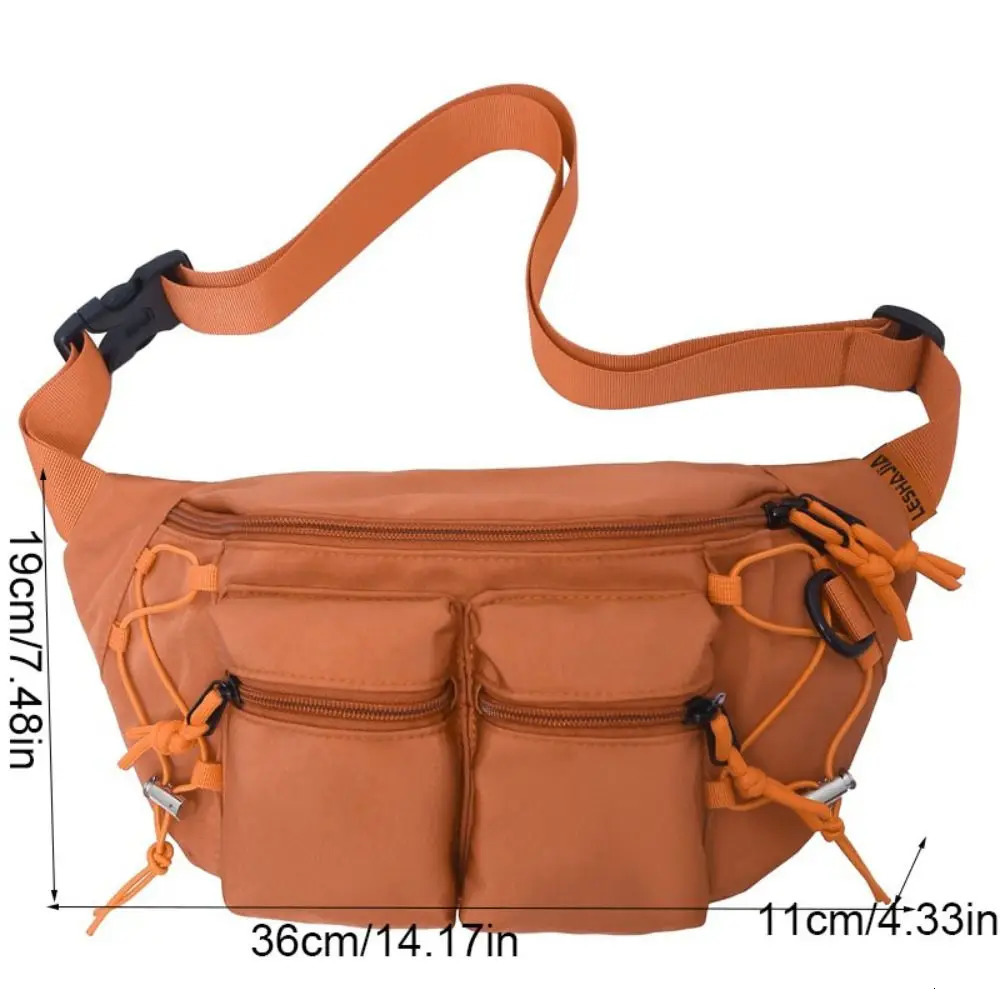 Hip Hop Nylon Men Waist Bag Y2k Large Capacity Multi-pocket Chest Bag Crossbody Bag Adjustable Strap Sports Fanny Pack Travel 260130