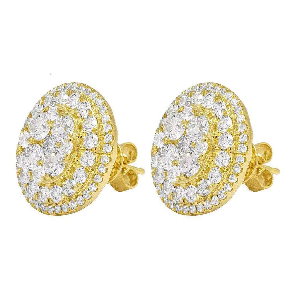 Luxury 925 Sterling Silver Earrings Round & Baguette Cut Icedout Floral Pattern Moissanite Stud Earring For Men Women