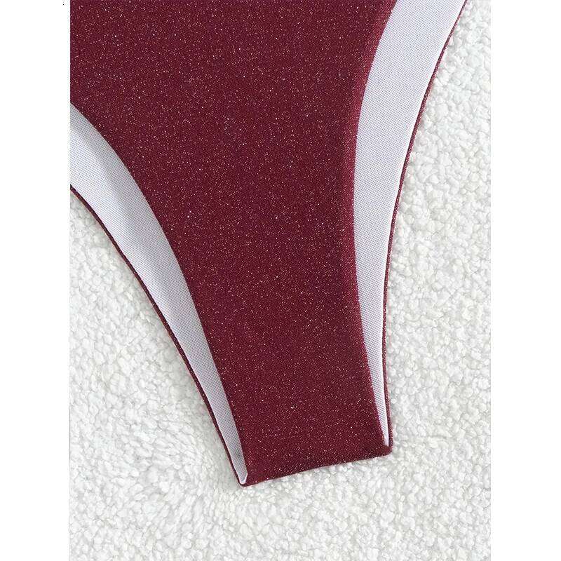 FASKOB solid color sexy drawstring women's two-piece 2025 bikini suit summer beach swimsuit C260207