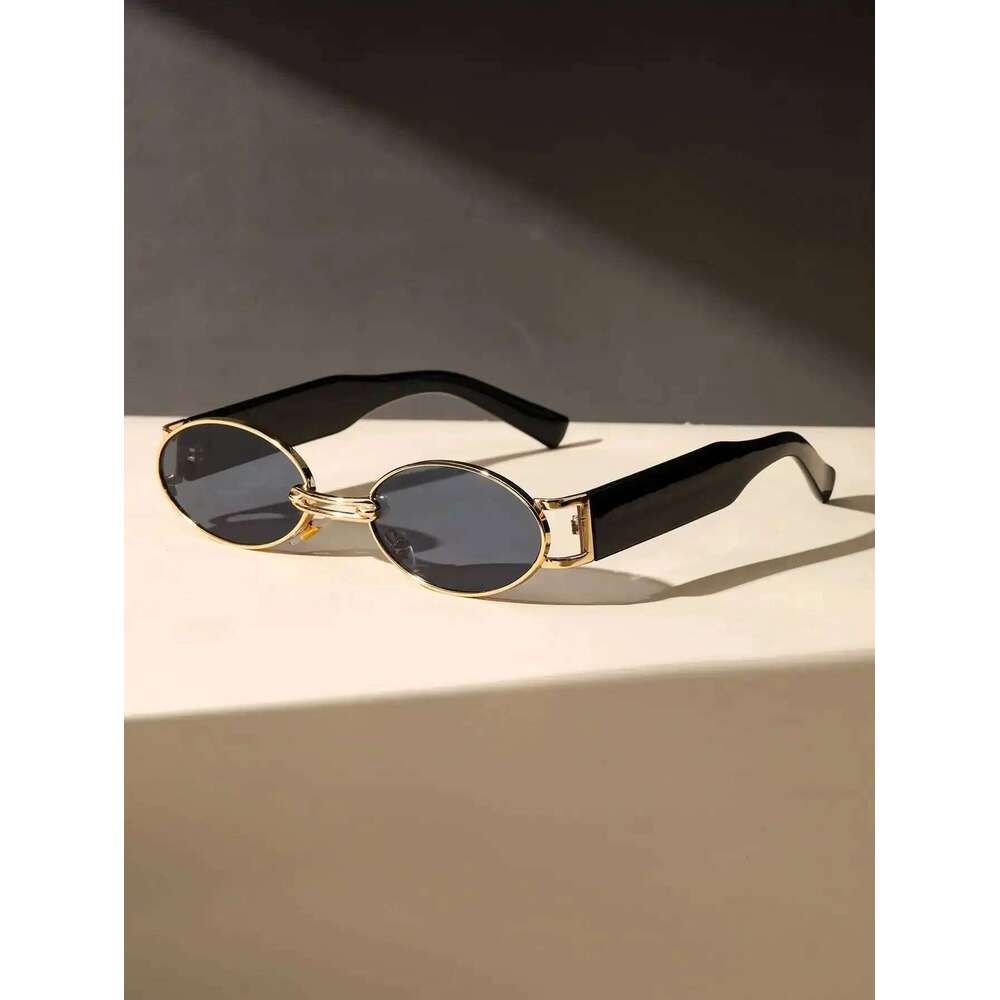 Vintage Small Oval Punk Sunglasses Women Men Steampunk Fashion Metal Frame Sun Glasses Trendy Shades For Beach Y2K Eyeglasses Y260207