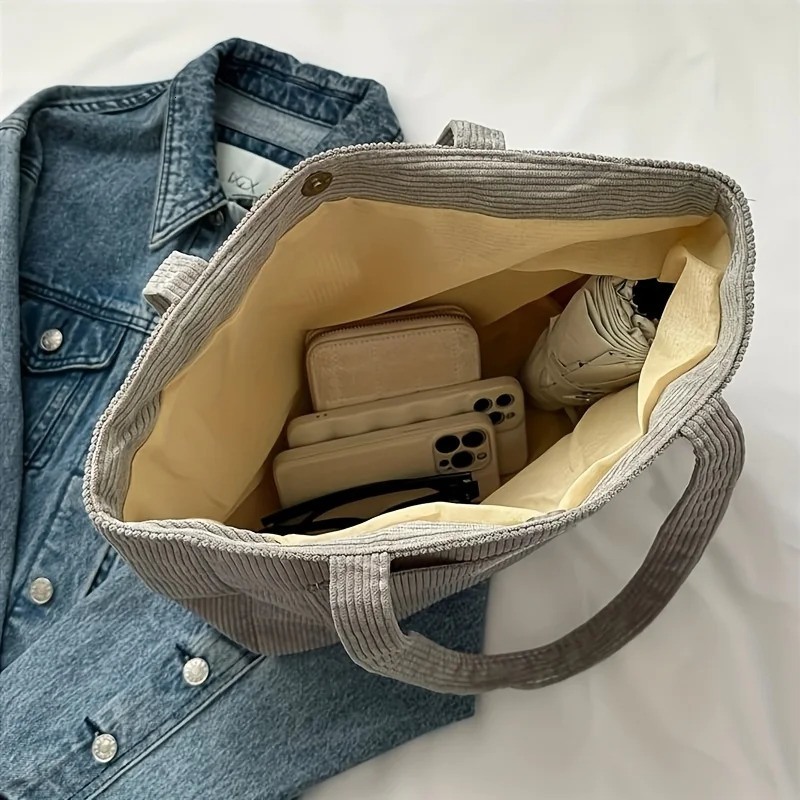 Womens Corduroy Shoulder Tote Bag Casual Large Capacity Fashion Handbag for Going Out Purses and Handbags er Bag260128
