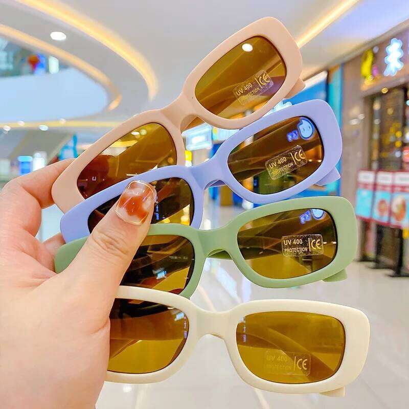 New Trend Children's Fashion Sunglasses Travel Summer Beach Outdoor UV400 Shades Retro Baby Girl Boy Small Rectangular Eyewear Y260207