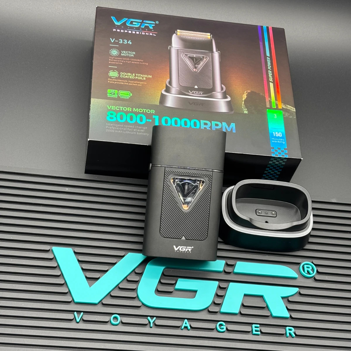 VGR Shaver Professional Beard Trimmer Electric Shaver 10000 RPM Vector Motor Razor Shaving Machine Foil Shaver for Men V-334 260126