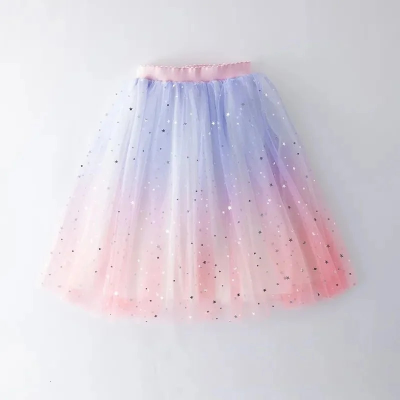Girls Tutu Skirts Stars Print Princess Petty Dancing Party Skirt Children Gradient Costume Clothes 260207