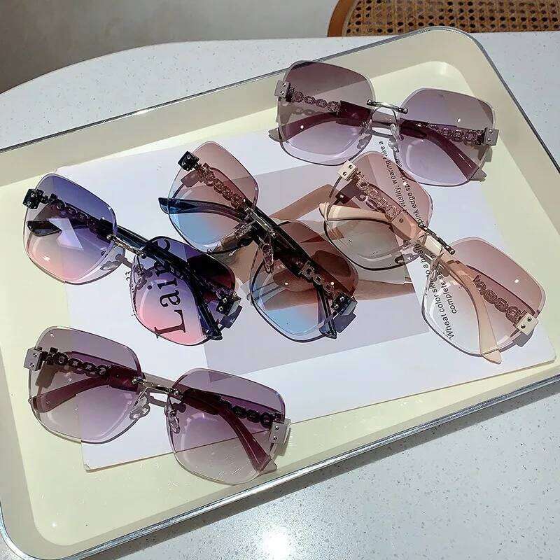Unisex 2025 New Borderless Metal Chain Simple Fashionable Cool Versatile Luxury Brand High Quality Popular Sunglasses Y260207