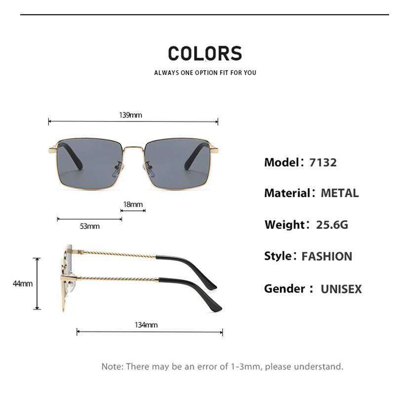 New Metal Square Frame Anti-uv Fashion Sunglasses Suitable For Both Men And Women High-end Glasses 7132 Y260207