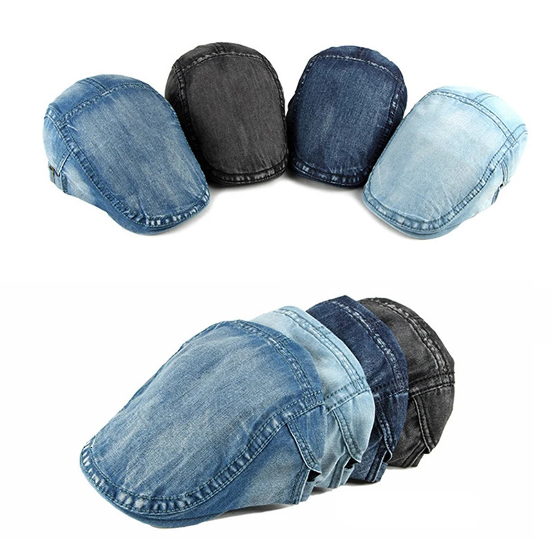 Simple Washed Denim Berets Hat Men Women Spring Summer ed Flat Cap Artist Duckbill Hat Casual Herringbone sboy Cap 260205