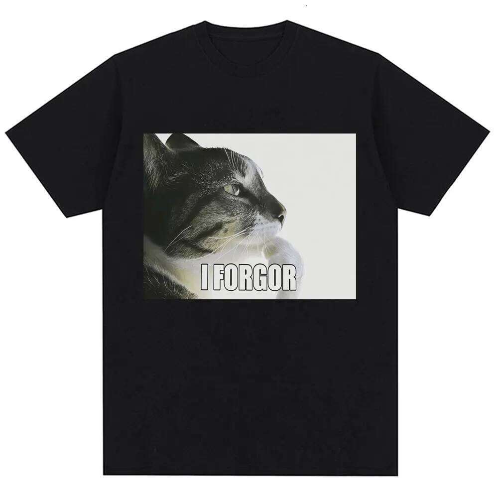 I Forgor Funny Cat Meme Graphic T-shirt Trendy Humor Vintage Casual T Shirt Streetwear Gifts Shirts for Women C260207