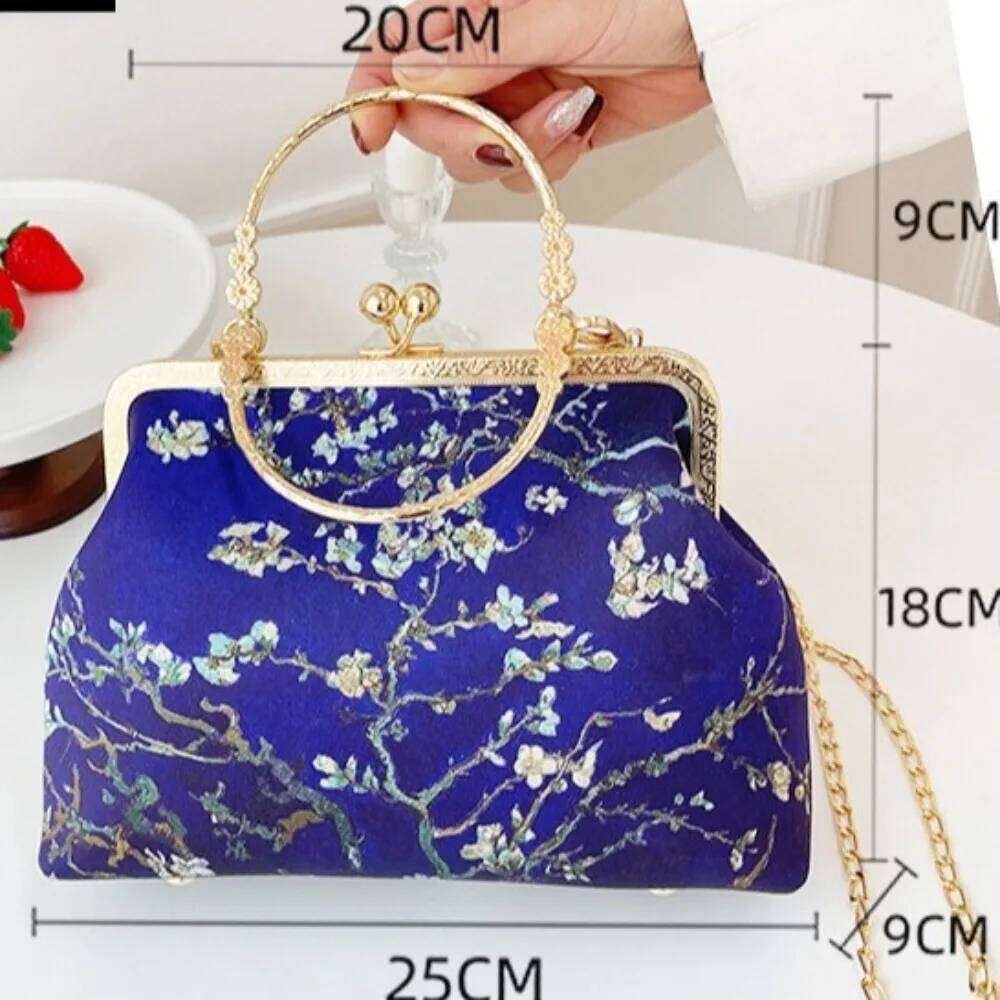 Fashion Chinese Style Banquet Embroidery Pearl Handle Qipao Trendy High Capacity Cosmetic Bag Women